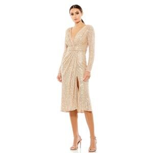 Mac Duggal Gold Long Sleeve Dress